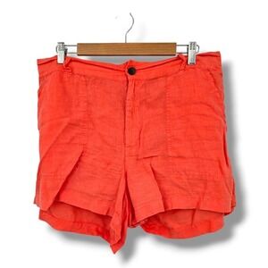LOU & GREY‎ for LOFT Coral 100% Linen Elastic Waist Shorts Women's Large